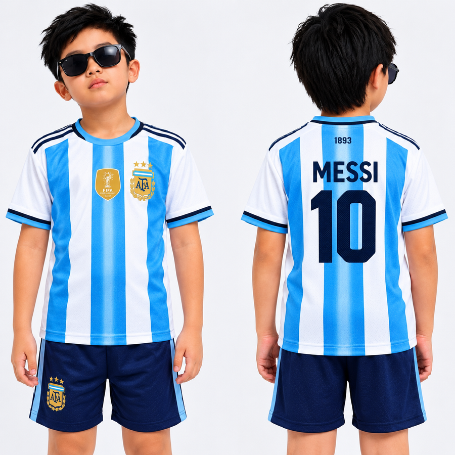 ARGENTINA MESSI 10 HOME FIFA WORLD CUP 2026 KIDS JERSEY + PANT