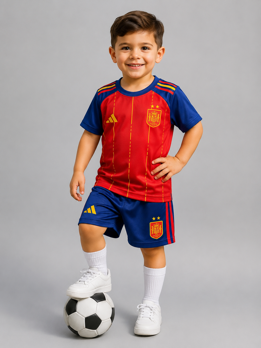 Spain World Cup 2026 Kids 2 Star Jersey + Pant Set