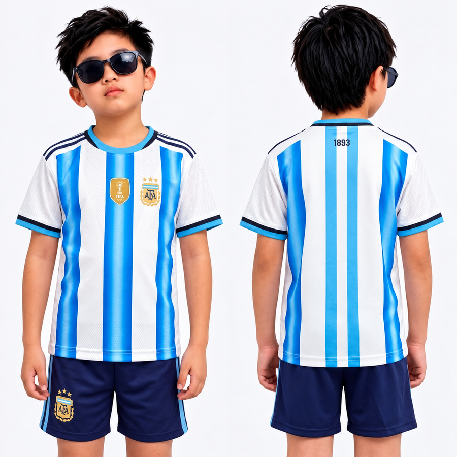 ARGENTINA HOME FIFA WORLD CUP 2026 KIDS JERSEY+PANT SET